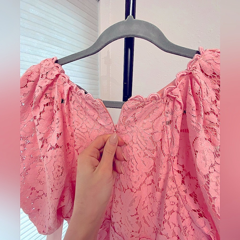 Boston Proper Dresses | Boston Proper Maxi Dress Pink Lace High low - Picture 9 of 9